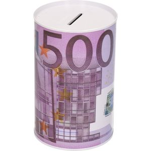 Spaarpot blik 500 euro biljet 8 x 15 cm