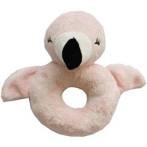 Dieren knuffel baby rammelaar flamingo 10 x 15 cm