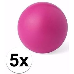 5x roze stressballetje 6 cm