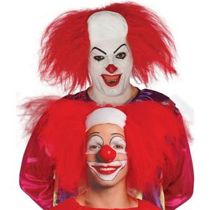 Rode horror clown pruik voor volwassenen