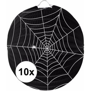 10x Bol lampionnen spinnenweb 22 cm