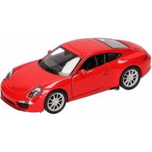 Speelgoed Porsche 911 Carrera S rood Welly autootje 1:36