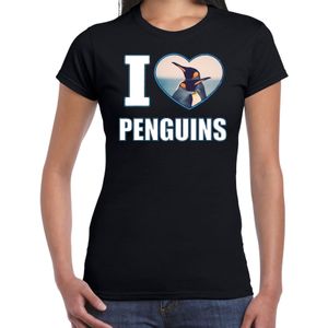 I love penguins foto shirt zwart voor dames - cadeau t-shirt pinguins liefhebber