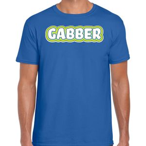 Bellatio Decorations Verkleed t-shirt heren - gabber - blauw - foute party/carnaval - vriend/maat