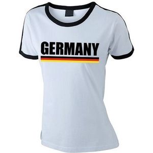 Duitse supporter ringer t-shirt wit met zwarte randjes voor dames