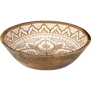 Fruitschaal/salade - serveer schaal - mango hout - D28 x H7 cm