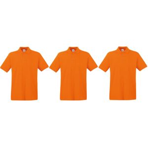 3-Pack maat S oranje poloshirt premium van katoen voor heren