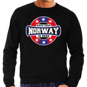 Have fear Norway / Noorwegen is here supporter trui / kleding met sterren embleem zwart voor heren