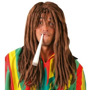 Bruine rastafari heren carnaval / halloween pruik met dreads