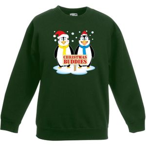 Kersttrui met 2 pinguin vriendjes groen voor jongens en meisjes