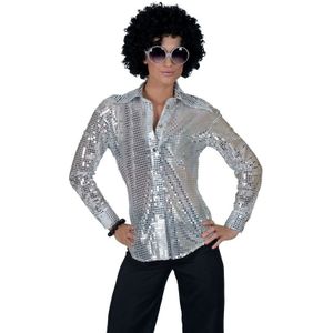 Zilveren disco jaren 70 overhemd voor dames