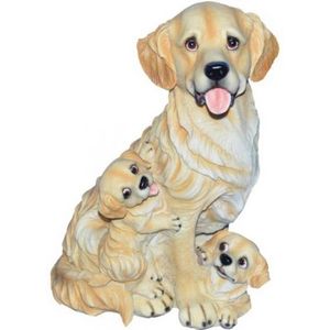 Golden Retriever met puppies beeldje zittend 35 cm