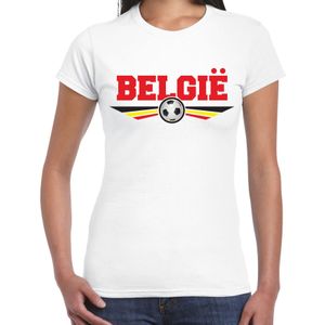 Belgie landen / voetbal shirt met wapen in de kleuren van de Belgische vlag wit voor dames