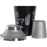 2x stuks cocktailshakers zwart 500 ml RVS