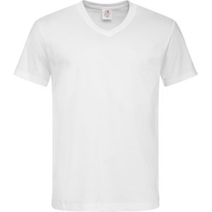 Wit basic heren t-shirt v-hals 150 grams katoen