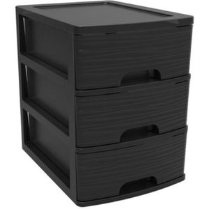 Ladenkast/bureau organizer zwart A5 3x lades stapelbaar L27 x B36 x H35 cm