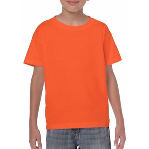 Set van 5x stuks oranje kinder t-shirts 150 grams 100% katoen, maat: 122-128 (S)