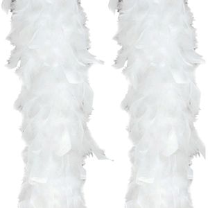 Carnaval verkleed veren Boa - 2 stuks - ivoor wit - 180 cm