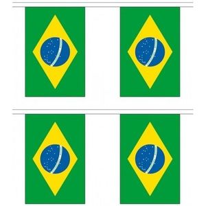 2x Stoffen vlaggenlijnen slingers Brazilie 3 meter