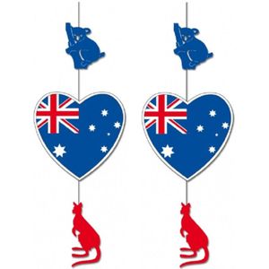 2x stuks australie vlag thema hangdecoratie 85 x 30 cm