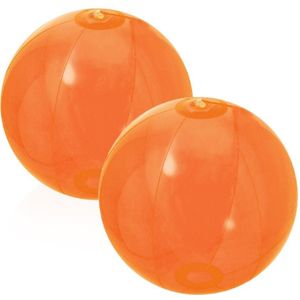 2x stuks opblaasbare strandballen Beach fun plastic oranje 28 cm