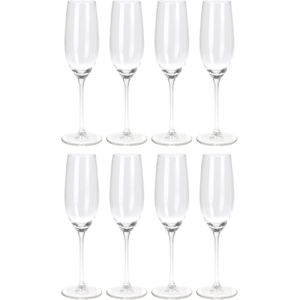 Champagneglazen - 8x - transparant - glas - 210 ml - proseccoglazen