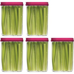 Plasticforte Voedselcontainer strooibus - 5x - roze - 1500 ml - kunststof - voorraadpotten