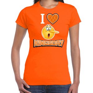 Oranje verkleed t-shirt Koningsdag -  I love kingsday - dames