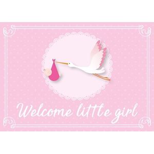 5x  Geboortekaart/wenskaart meisje geboren roze kraamkado