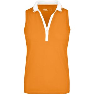 Mouwloze dames polo oranje