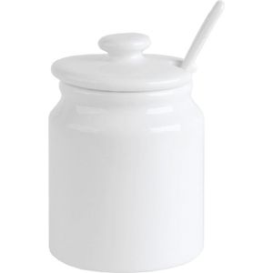 1x Suikerpotjes/suikerdispensers met lepetje wit 180 ml porselein