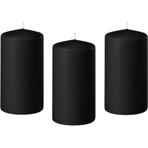 8x Zwarte cilinderkaarsen/stompkaarsen 6 x 8 cm 27 branduren - Geurloze kaarsen zwart