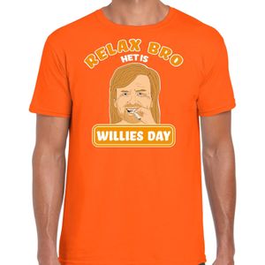 Oranje verkleed t-shirt Koningsdag - relax het is Willies day