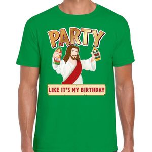 Groen kerstshirt  / kerstkleding met party Jezus voor heren