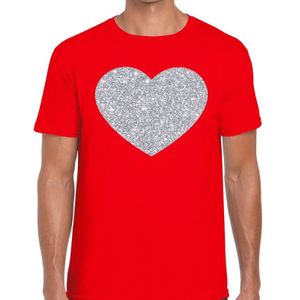 I love fun t-shirt rood met zilveren bedrukking voor heren