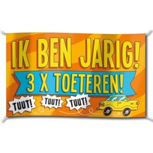 3x toeteren versiering banner 100 x 150 cm