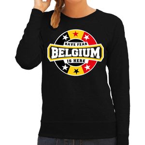 Have fear Belgium / Belgie is here supporter trui / kleding met sterren embleem zwart voor dames