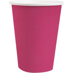 Santex feest bekertjes - 10x - fuchsia roze - karton - 270 ml