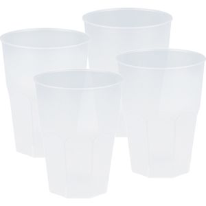 Santex drinkglazen frosted - transparant - 24x - 420 ml - onbreekbaar kunststof - Cocktailglazen