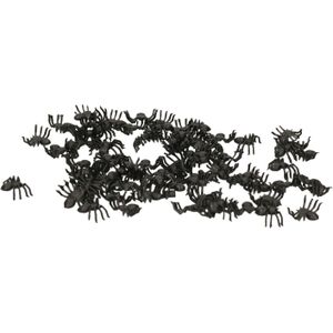 Fiestas Nep spinnen/spinnetjes 3 x3 cm - zwart - 70x stuks - Horror/griezel thema decoratie beestjes