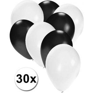 Witte en zwarte ballonnen 30 stuks