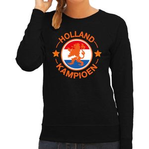 Zwarte fan sweater / trui Holland kampioen met leeuw EK/ WK voor dames