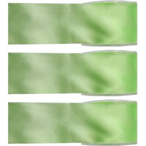 3x Groene satijnlint rollen 2,5 cm x 25 meter cadeaulint verpakkingsmateriaal