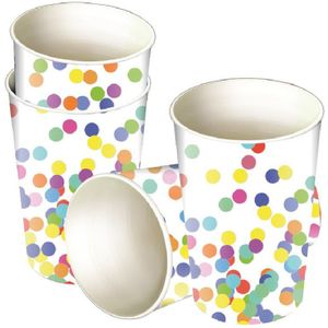 16x Kartonnen confetti thema feest bekers 250 ml