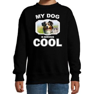 Honden liefhebber trui / sweater Australische herder my dog is serious cool zwart voor kinderen
