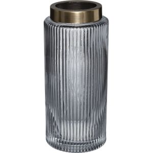 Atmosphera bloemenvaas Elegance - Cilinder model - grijs transparant - glas - H26 x D12 cm