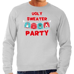 Grijze Kersttrui / Kerstkleding Ugly sweater party voor heren