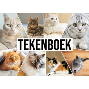 2x A4 Tekeningen papier boek/ schetsboek met katten/ poezen kaft