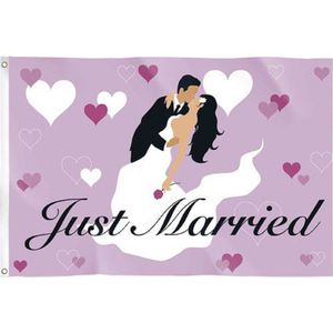 Gevelvlag - Just Married - 90 x 60 cm - bruiloft