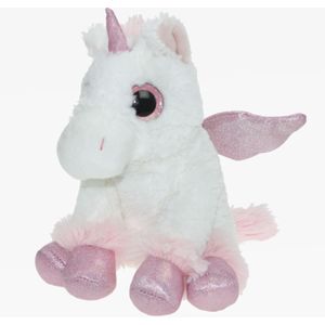 Pluche knuffel dieren Unicorn/eenhoorn wit/roze van 20 cm - Speelgoed knuffels - Cadeau voor meisjes